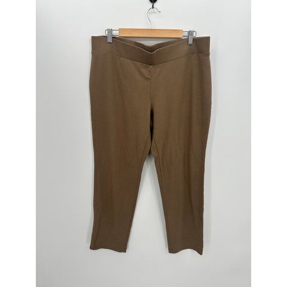 PureJill Womens Brown Pull on Slim Leg Ankle Pants Size LP Pima Cotton Stretch - Picture 1 of 7